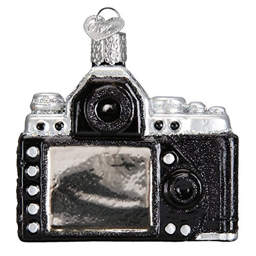 Christmas Glass Ornament - Old World Handcrafted Camera Holiday Decor - Variation of THIS listing