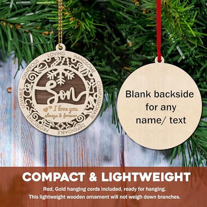 Son Engraved Love You Always Christmas Ornament - Keepsake Gift from Parents