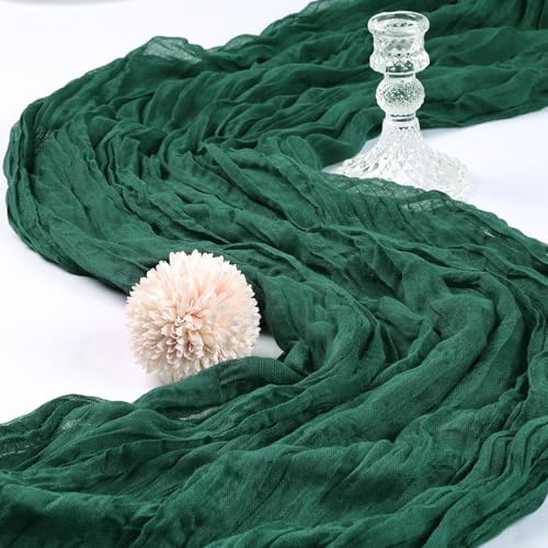 Emerald Green Cheesecloth Table Runner 6 Pack 10Ft - Elegant Boho Decor