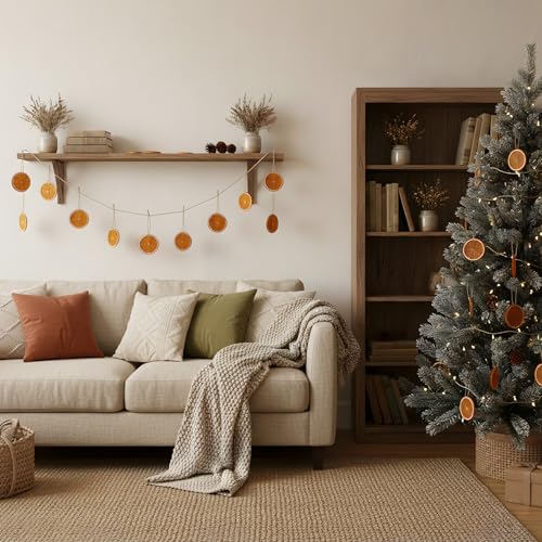Orange Dried Slices for Crafts & Decor - 30 Pieces with Twine, Christmas Wreath & Garland Supplies