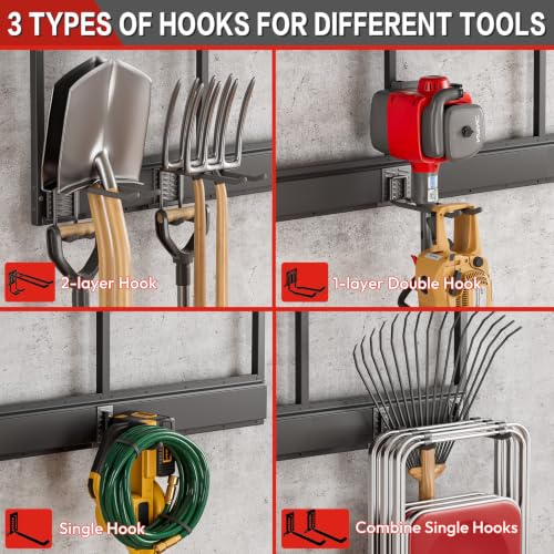 32-Inch Garage Wall Organizer with Shelves, Hooks & Heavy Duty Metal Storage