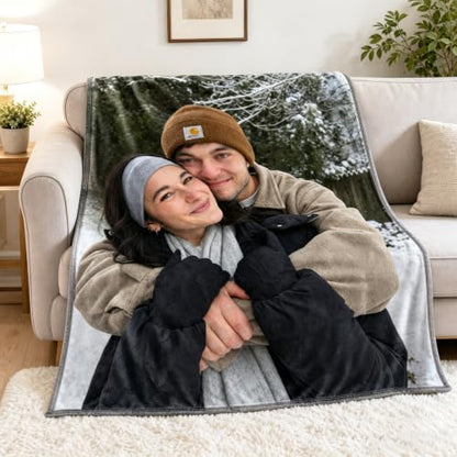 Baby Size Custom Photo Blanket with Text - Flannel Throw for Kids & Gifts