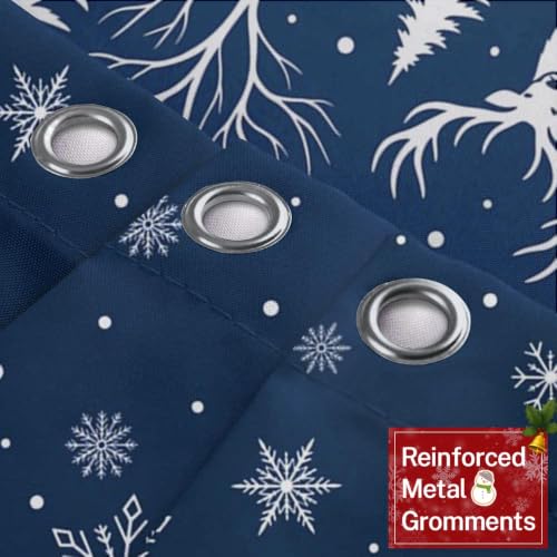 Bathroom Shower Curtain 72x78 Inches - Christmas Blue Winter Design