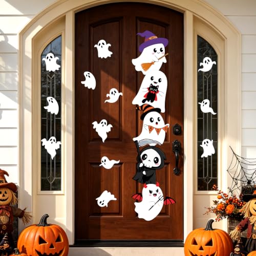 17Pcs Halloween Ghost Decorations Set for Door Wall & Window Decor
