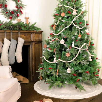 Small Cable Knit Christmas Tree Skirt - Neutral Cozy Holiday Decor