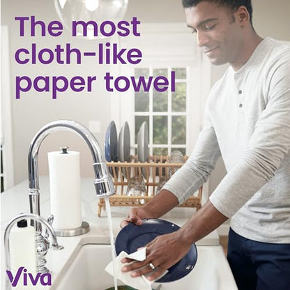 Viva Signature Cloth Paper Towels, Task Size - 12 Family Rolls (2 Packs of 6 Rolls) = 30 Regular Rolls (143 Sheets Per Roll)