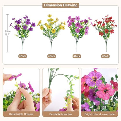 Outdoor Artificial Flowers Set - Faux Mums & Blooming Plants for Garden & Decor