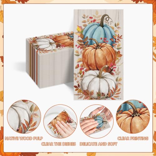 Disposable Fall Pumpkin Paper Napkins 100pcs for Thanksgiving & Parties