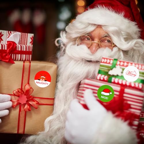 Christmas Naughty or Nice Stickers 48 Pack - Holiday Gift Labels for Kids & Adults