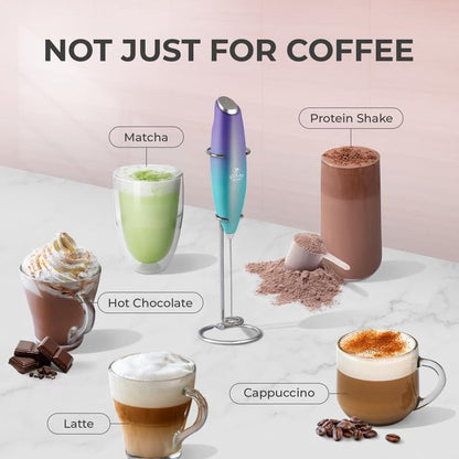 Zulay Kitchen Milk Frother Wand - Ultra-Fast Handheld Drink Mixer with 4 AA Batteries | Perfect for Coffee, Lattes & Cappuccino