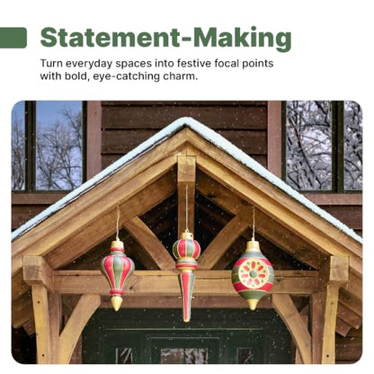 Large Outdoor Christmas Ornaments Set - Paintable, Weather-Resistant Holiday Decorations