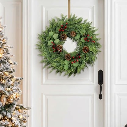 24-Inch Cedar Christmas Wreath with Pinecones - Artificial Holiday Decor - Variation of THIS listing