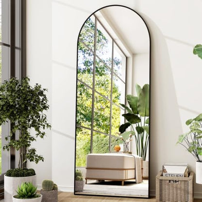 Full Length Arched Floor Mirror 71x26 Black Frame for Bedroom & Home Decor