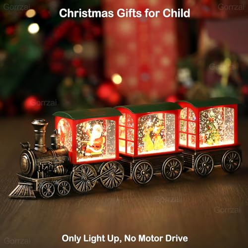 Santa Claus Train Snow Globe Lantern with Timer - Christmas Indoor Decor