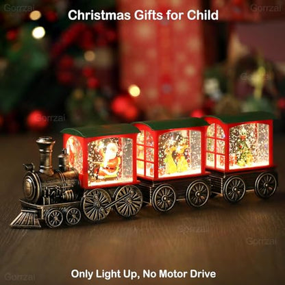 Santa Claus Train Snow Globe Lantern with Timer - Christmas Indoor Decor