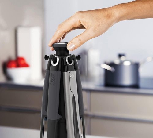 Joseph Joseph Elevate Carousel Nylon Kitchen Utensil Set with Rotating Storage Stand, 6-piece, Gray