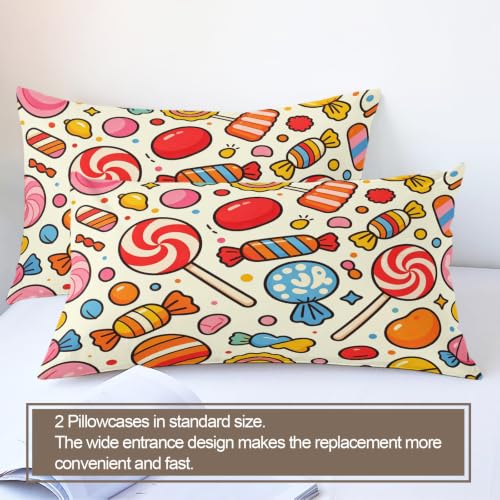 Pop Art Duvet Cover Queen Size - Retro Candy Comforter Cover Variation 11