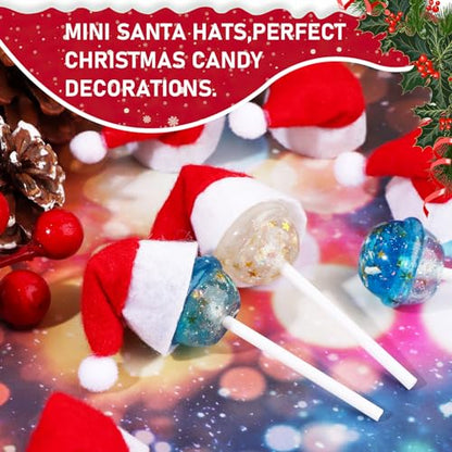 Mini Santa Claus Hat Party Decor for Lollipops, Christmas Candy Accessories, 30 Pcs