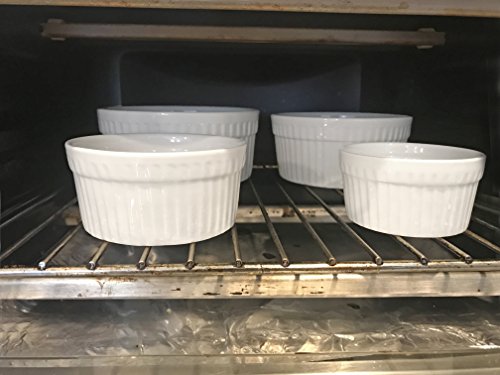 Furmaware Set of 6 Ceramic Ramekins - Non-Toxic Classic White Porcelain Custard Cups - Oven Safe Ramekins, for Baking and Serving Single Servings of Desserts, Dips, and Snacks - (4 oz)