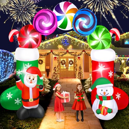 7.8FT Christmas Inflatable Archway with Santa Snowman & LED Lights - Yard Decor