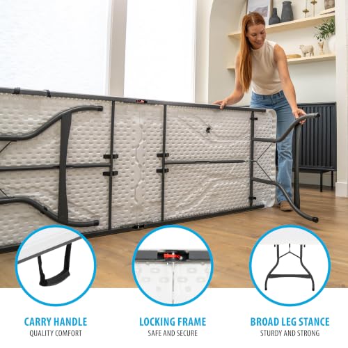 8-Foot Folding Table with Impact-Resistant Edges for Indoor and Outdoor Use