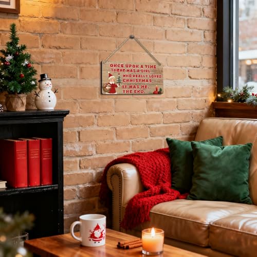 Vintage Christmas Farmhouse Wall Sign - Girl Who Loves Christmas - 6x12 Inch - Variation 01XmasGirl