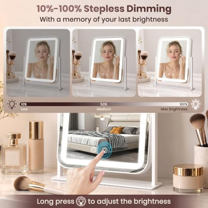 Lighted Vanity Mirror with LED Lights 11.2x14 Dimmable 3 Color Modes