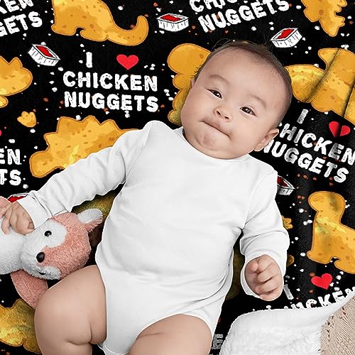 Chicken Nuggets Blanket for Adults - Ultra Soft Dino Food Flannel Throw 80x60"