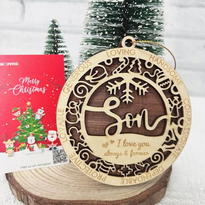 Son Engraved Love You Always Christmas Ornament - Keepsake Gift from Parents