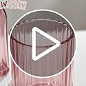 Glass Bathroom Accessories Set - 4 Piece Pinkish Tumbler Soap Dispenser & Dish