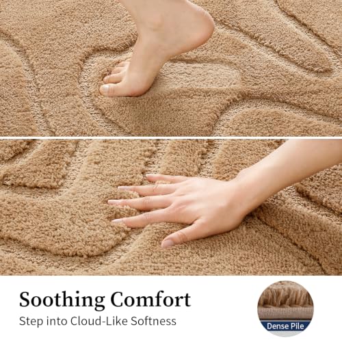 YIHOUSE 24x36 Inch Soft Non-Slip Absorbent Bathroom Rug - Beige