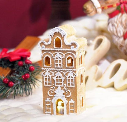 Cynkeyee Gingerbread House | Festive Indoor Christmas Decorations | 2.5x2x5.5 Inch Resin Village Decor