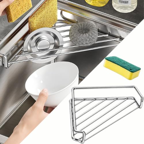 Stainless Steel Corner Sink Shelf - 2 Pack Kitchen Organizer for Sink Edge