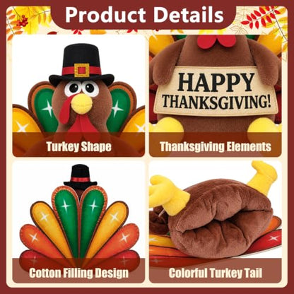 Thanksgiving Turkey Tree Topper Gnome Decor - Fall Harvest Ornament