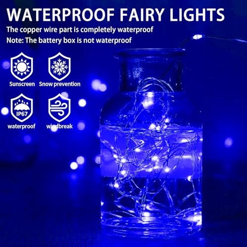 12 Pack Blue Fairy Lights Battery Operated 7ft 20 LED String for Holiday Decor - Variation of 12 / Blue