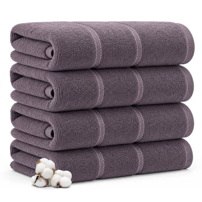Velvet Bath Towels Set 27x54 Inch 100% Cotton Ultra Soft Absorbent - Muted Mauve, Pack of 4