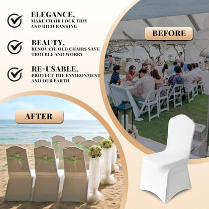 50 Pack Polyester Spandex Chair Covers for Dining, Wedding & Party