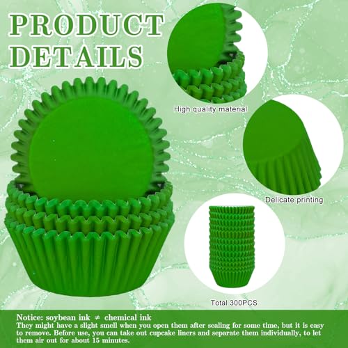 Grass Green Cupcake Liners 300pcs Christmas Baking Cups for Holiday Parties