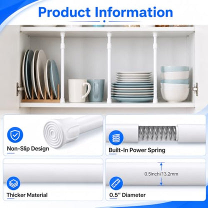 Mini Tension Curtain Rod 10-15 Inch White No-Drill Install for Windows & Closets