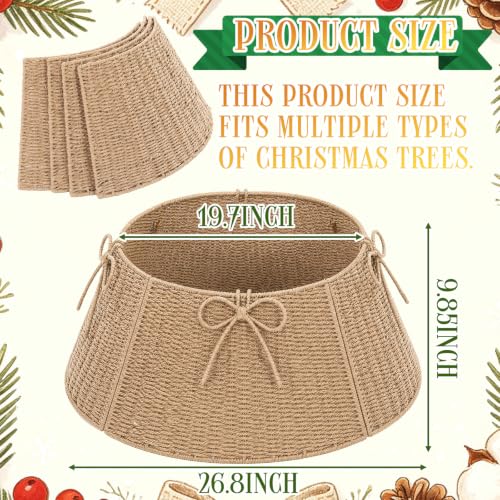 28 Inch Christmas Tree Collar Wicker Tree Skirt Stand Base - Rustic Woven Decor