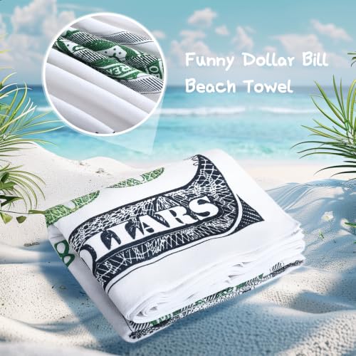 Funny $100 Bill Beach Towel for Kids & Teens – Microfiber Pool & Bath Towel