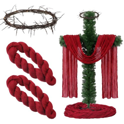 Bright Red Crown of Thorn for Cross Christmas Tree Decoration - Religious Symbol