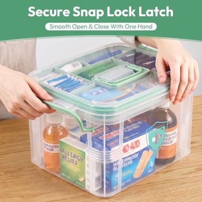 Large 15QT Medicine Organizer Box with Compartments for Home Dorm Travel