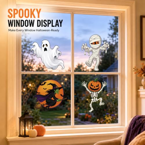 12PCS Large Vintage Halloween Cardboard Cutouts Set - Ghosts, Pumpkins, Witches & Skeletons