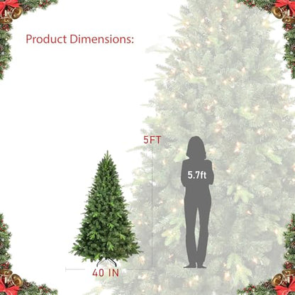 5ft Artificial Christmas Tree with 937 Tips, Unlit, Easy Assembly, Green