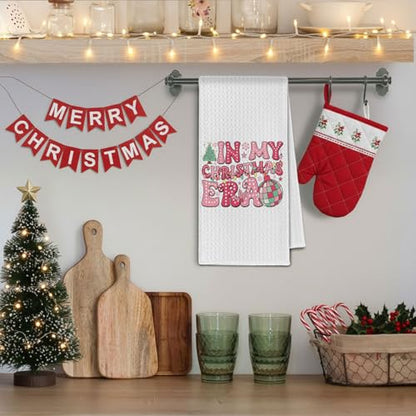 Pink Christmas Disco Ball Kitchen Towels - Christmas Era Decorative Hand Towels, 16x24 Inches