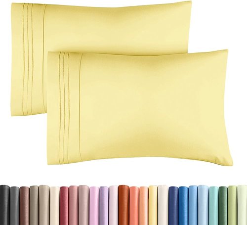 King Standard Pillow Cases - Ultra-Soft Hotel Quality Covers | Fade-Free & Wrinkle Resistant - 2 Piece Set in Yellow