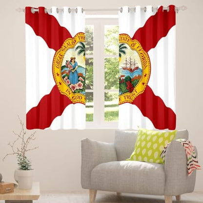 Florida State Flag Blackout Curtains 2 Panels 38x54 Inch - White & Red Variation