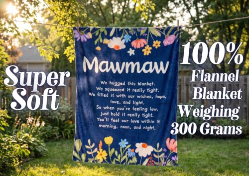 50x65 Inch Blue Flowers Flannel Throw Blanket for Mawmaw Gifts