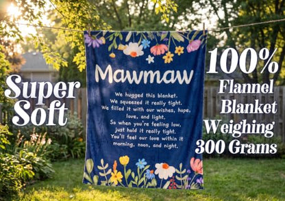 50x65 Inch Blue Flowers Flannel Throw Blanket for Mawmaw Gifts